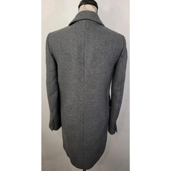 Zara Manteco Peacoat Sz XS Italian Wool Dark Gray Three Button Long Coat Jacket - Picture 6 of 14